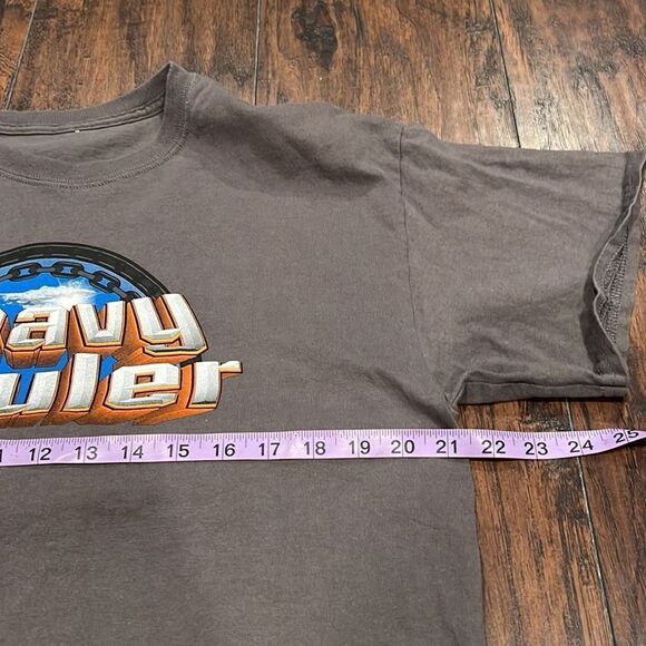 VINTAGE HEAVY HAULER GILDAN T-SHIRT - LARGE GREY COTTON graphic tee - Picture 7 of 8